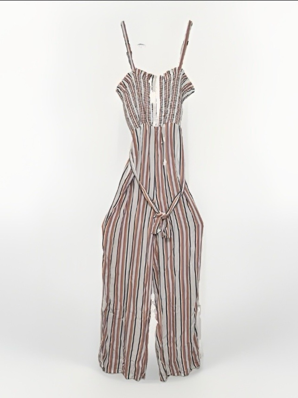 Aeropostale Jumpsuit Size M • Smocked Bodice • Adjustable Straps • 100% Rayon